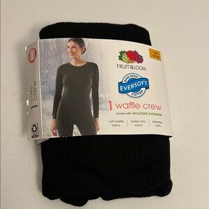 Fruit of the Loom Black Waffle Crew